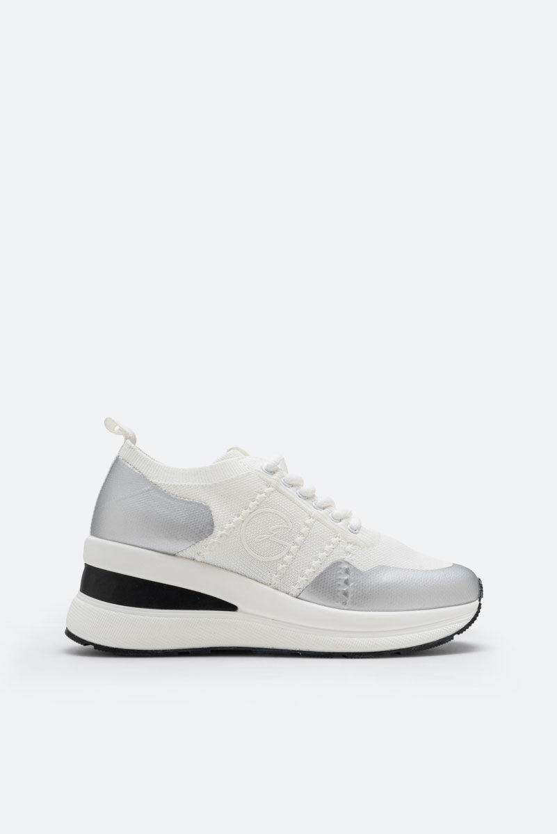 New Edison Sneaker Stretch Knit/Calf PU Off White