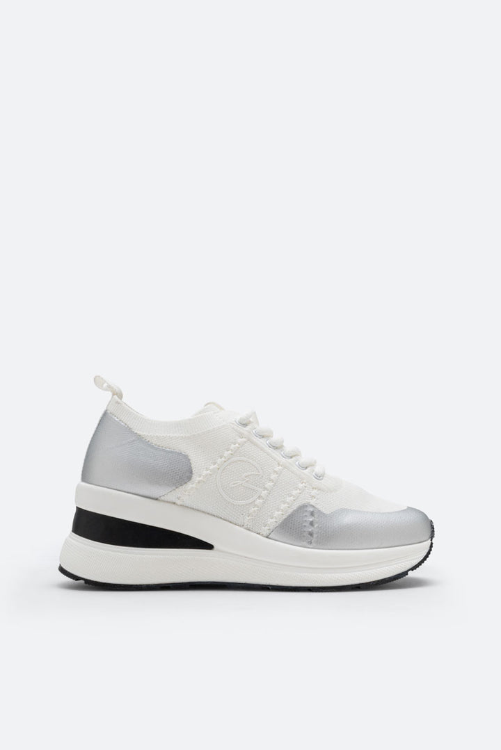New Edison Sneaker Stretch Knit/Calf PU Off White