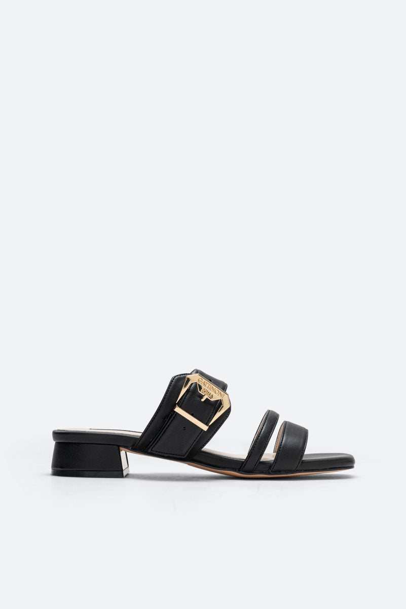 Jarry Block Sandal Calf PU Black