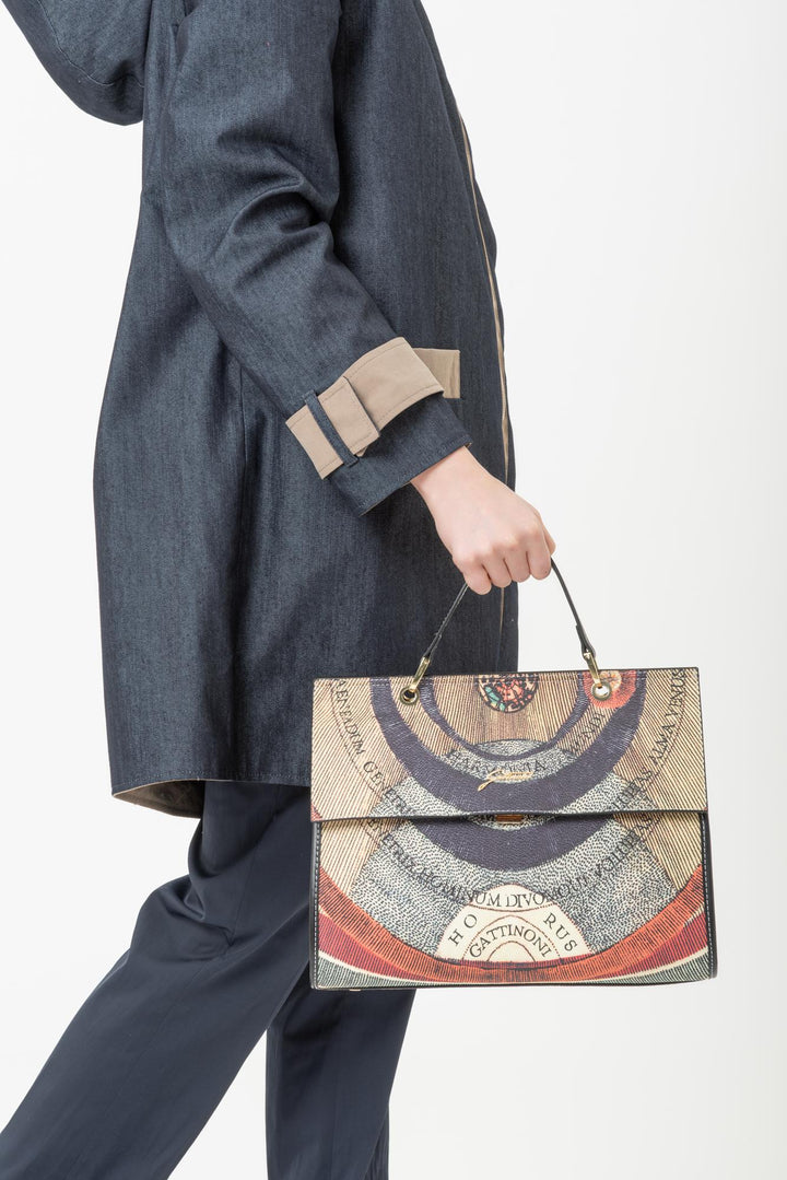 Borsa a Mano con Zip Planetarium Classic Finiture in Pelle colore nero