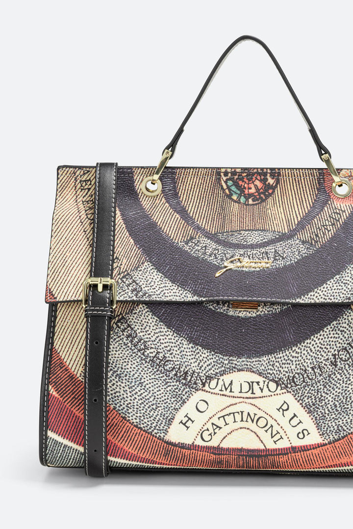 Borsa a Mano con Zip Planetarium Classic Finiture in Pelle colore nero