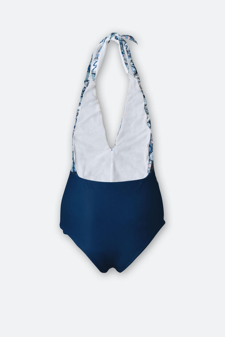 Costume intero stampa Teodosia e parte inferiore blu Gattinoni