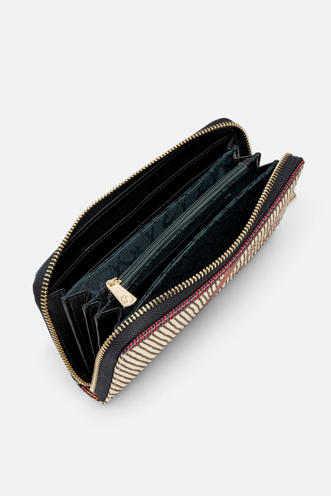 Portafogli Grande con Zip Maya Stampa Check e Interno in Pelle colore Nero