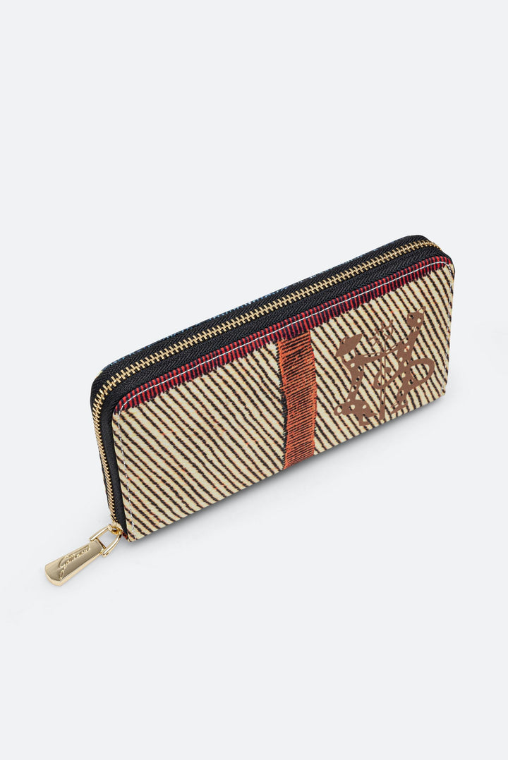 Portafogli Grande con Zip Maya Stampa Check e Interno in Pelle colore Nero