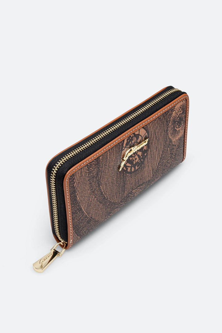 Portafogli grande stampa Planetarium Mono Brown con finiture Marrone