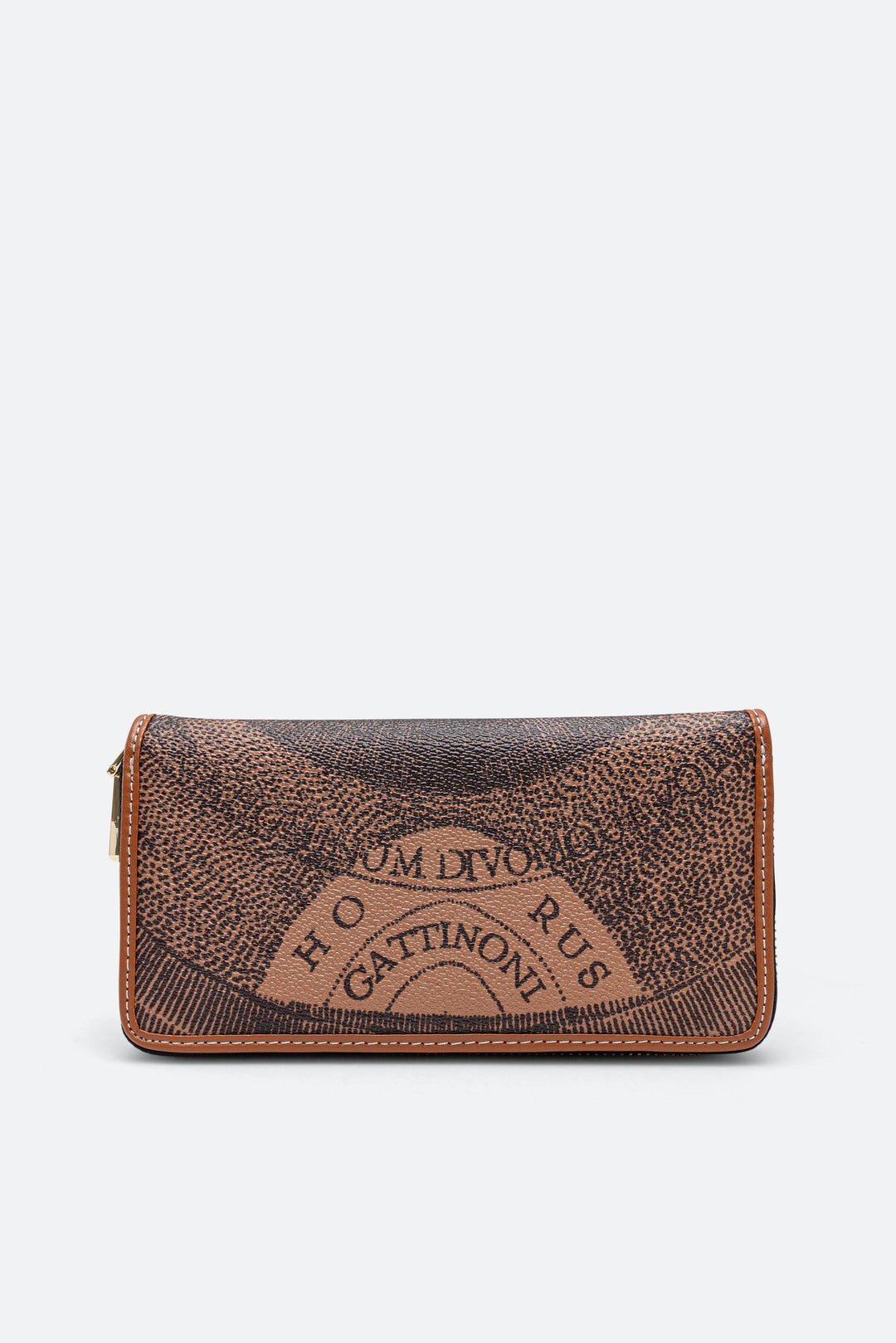 Portafogli grande stampa Planetarium Mono Brown con finiture Marrone