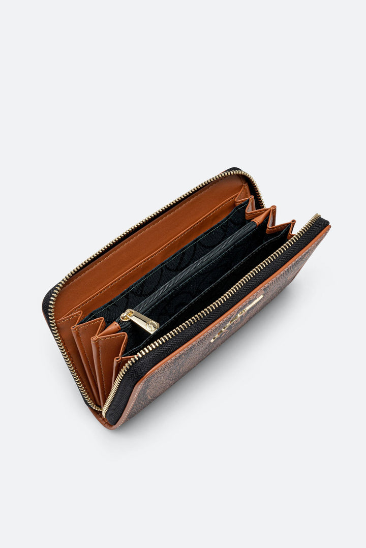 Portafogli grande stampa Planetarium Mono Brown con finiture Marrone