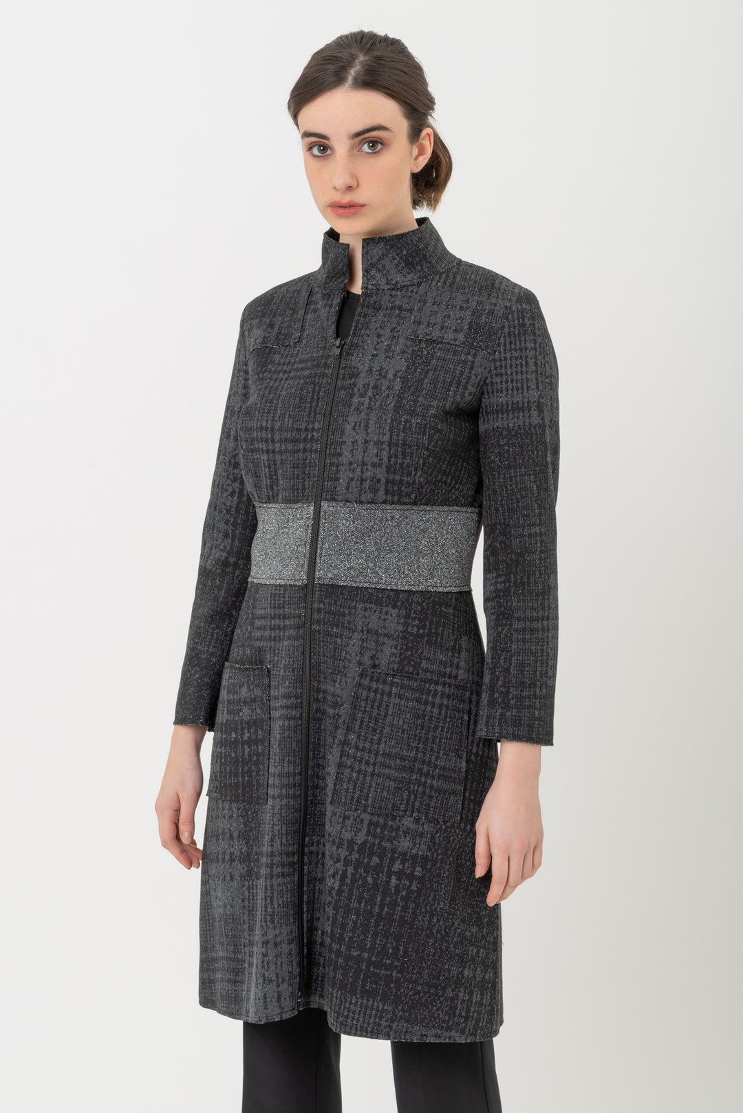 CAPPOTTO IN JACQUARD LUREX NERO