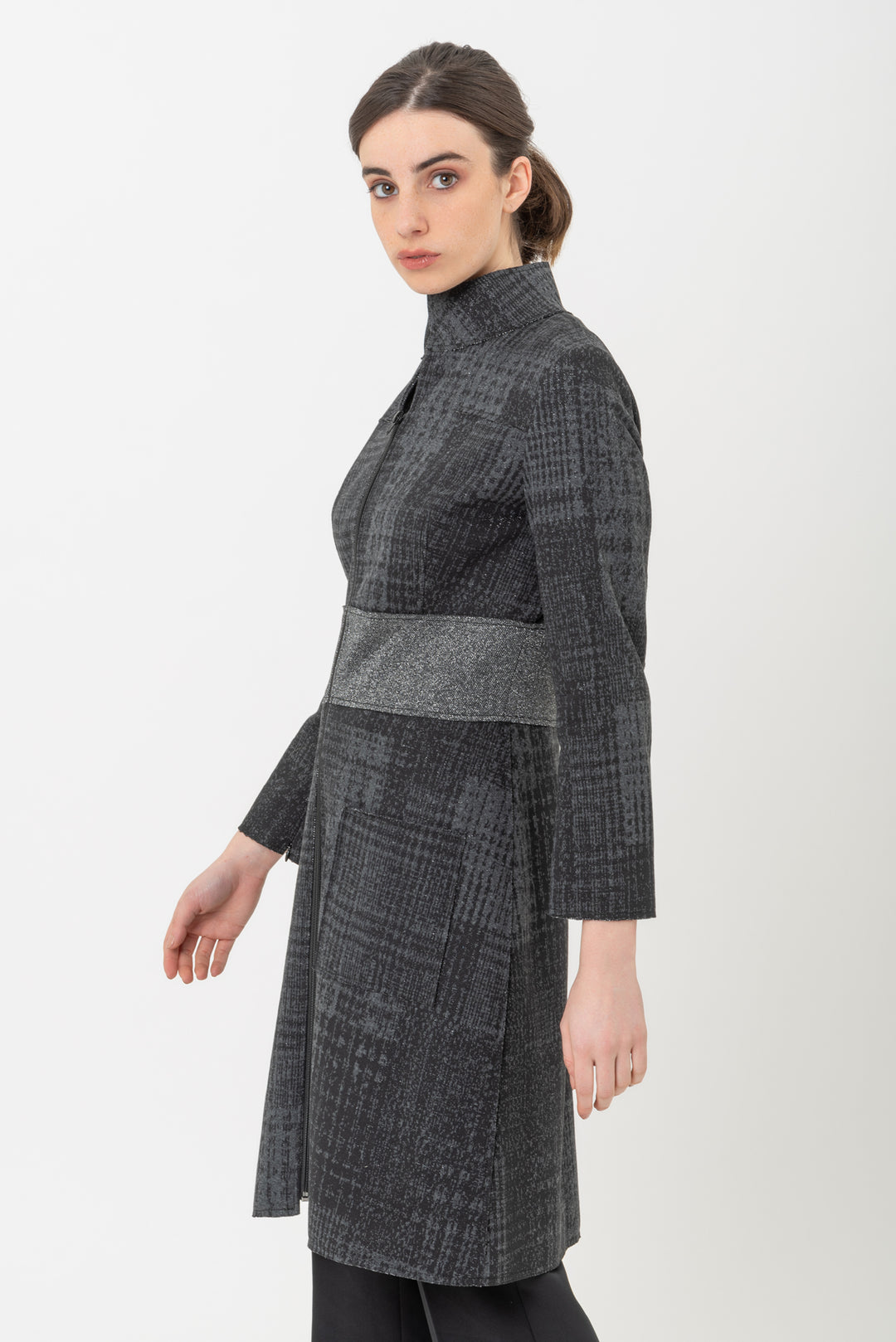 CAPPOTTO IN JACQUARD LUREX NERO