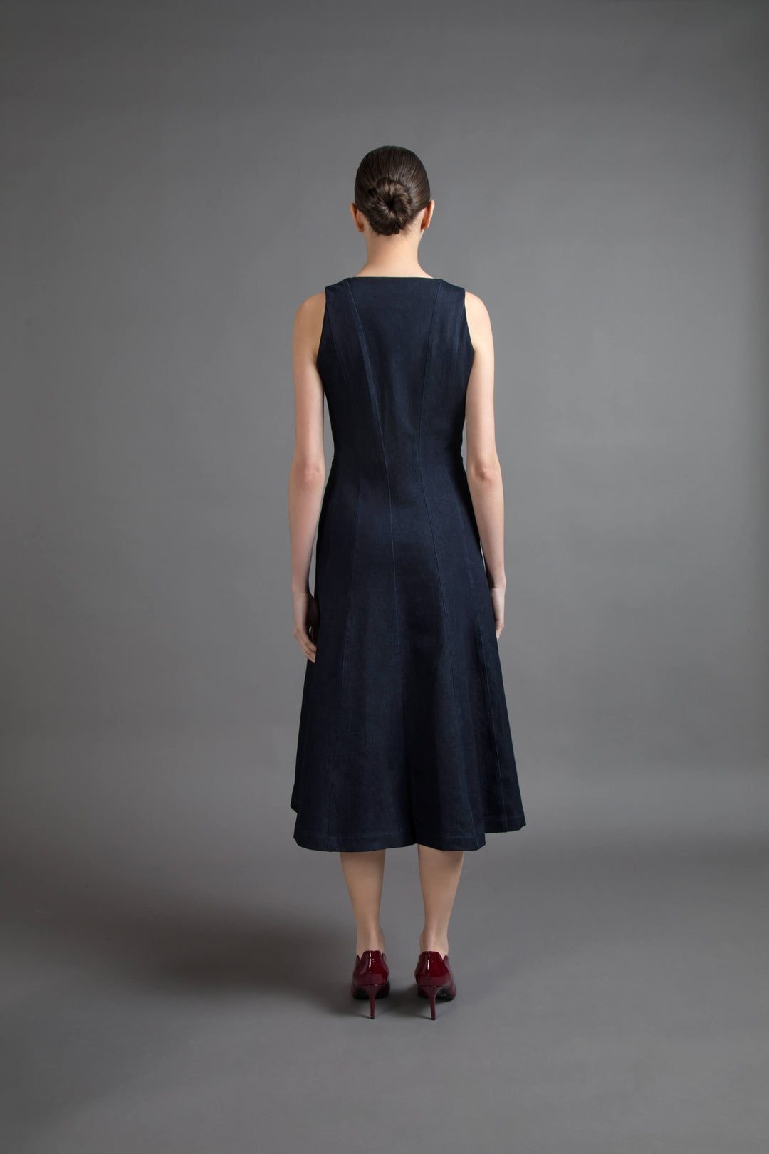 MIDI DRESS IN INLAY DENIM