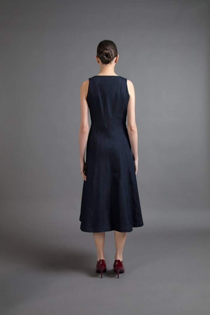MIDI DRESS IN INLAY DENIM