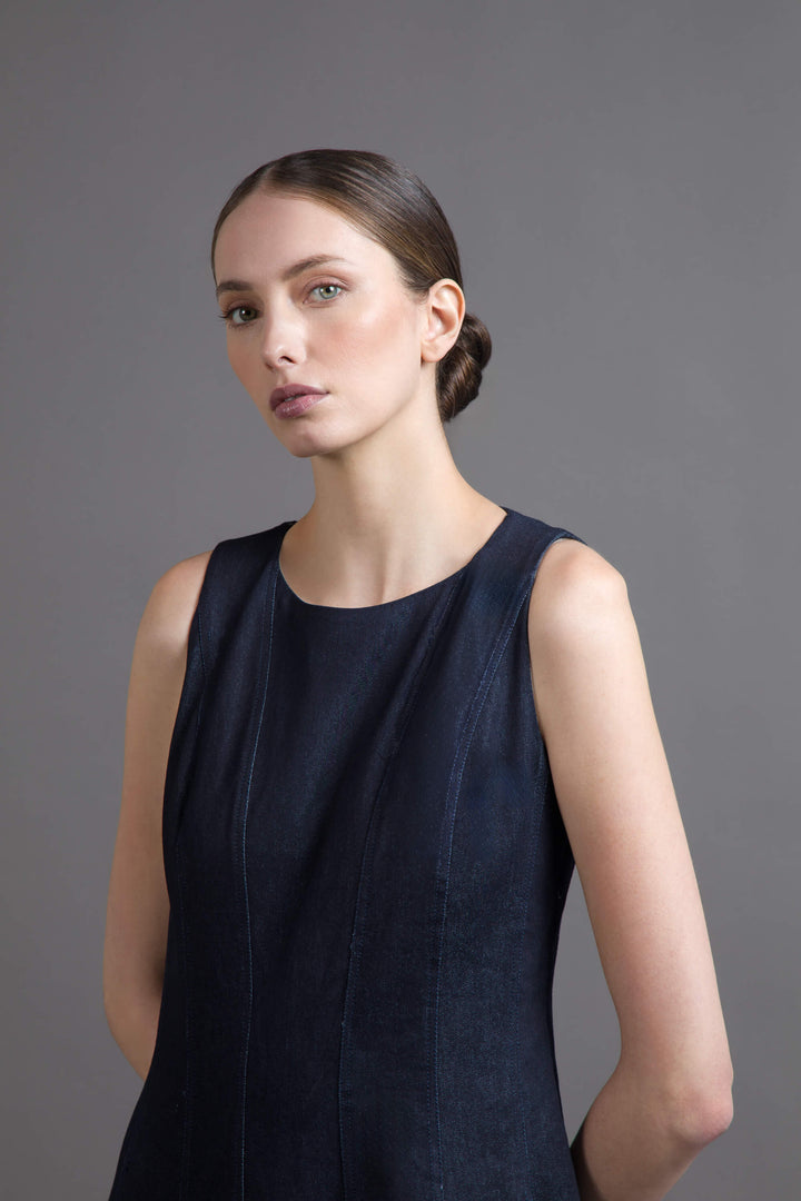 MIDI DRESS IN INLAY DENIM
