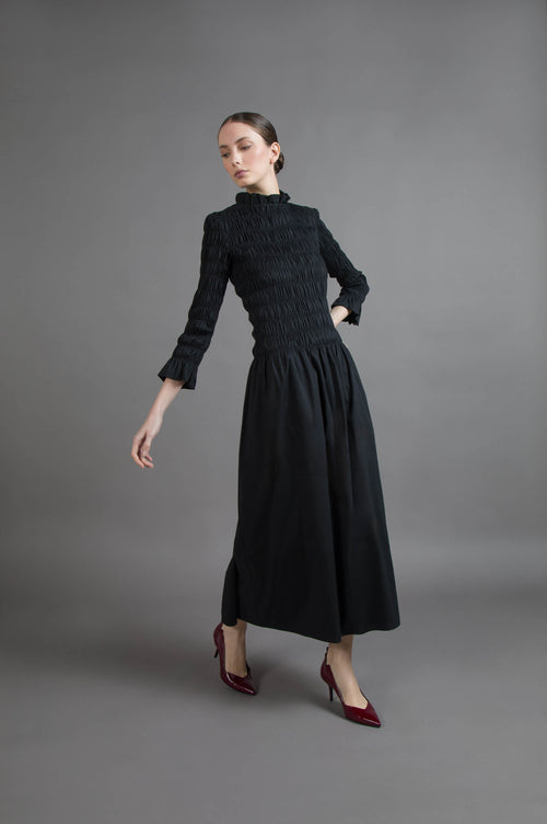 ABITO MIDI PUNTO SMOCK