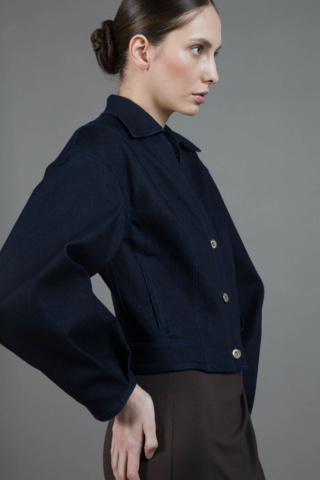 GIUBBOTTO IN DENIM INTARSIATO