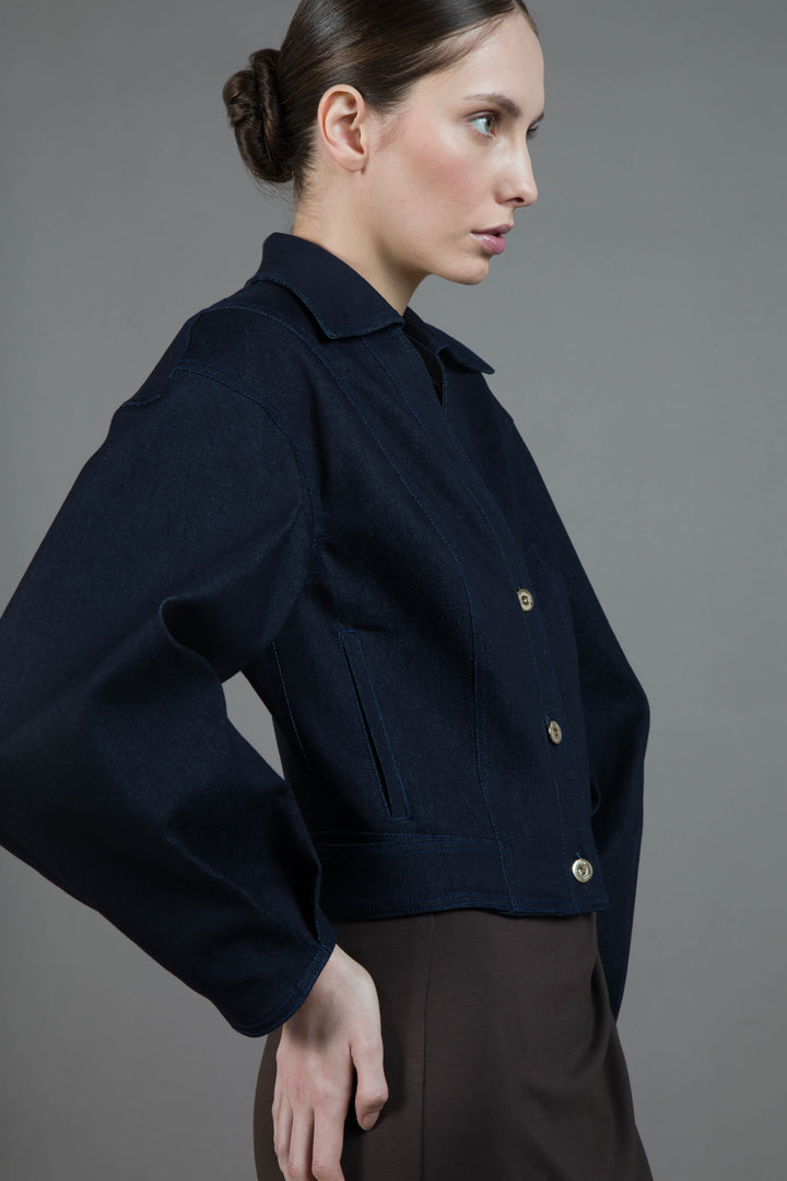 GIUBBOTTO IN DENIM INTARSIATO