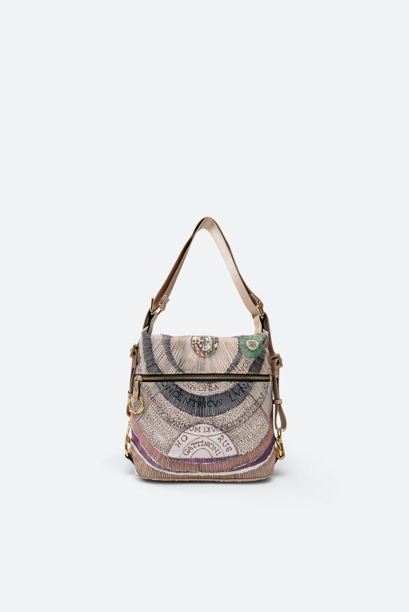 Gattinoni Kosmetiktasche Damen – Planetarium Design, Wild Watercolor Dark Taupe, 24x20x9 Cm, Leder