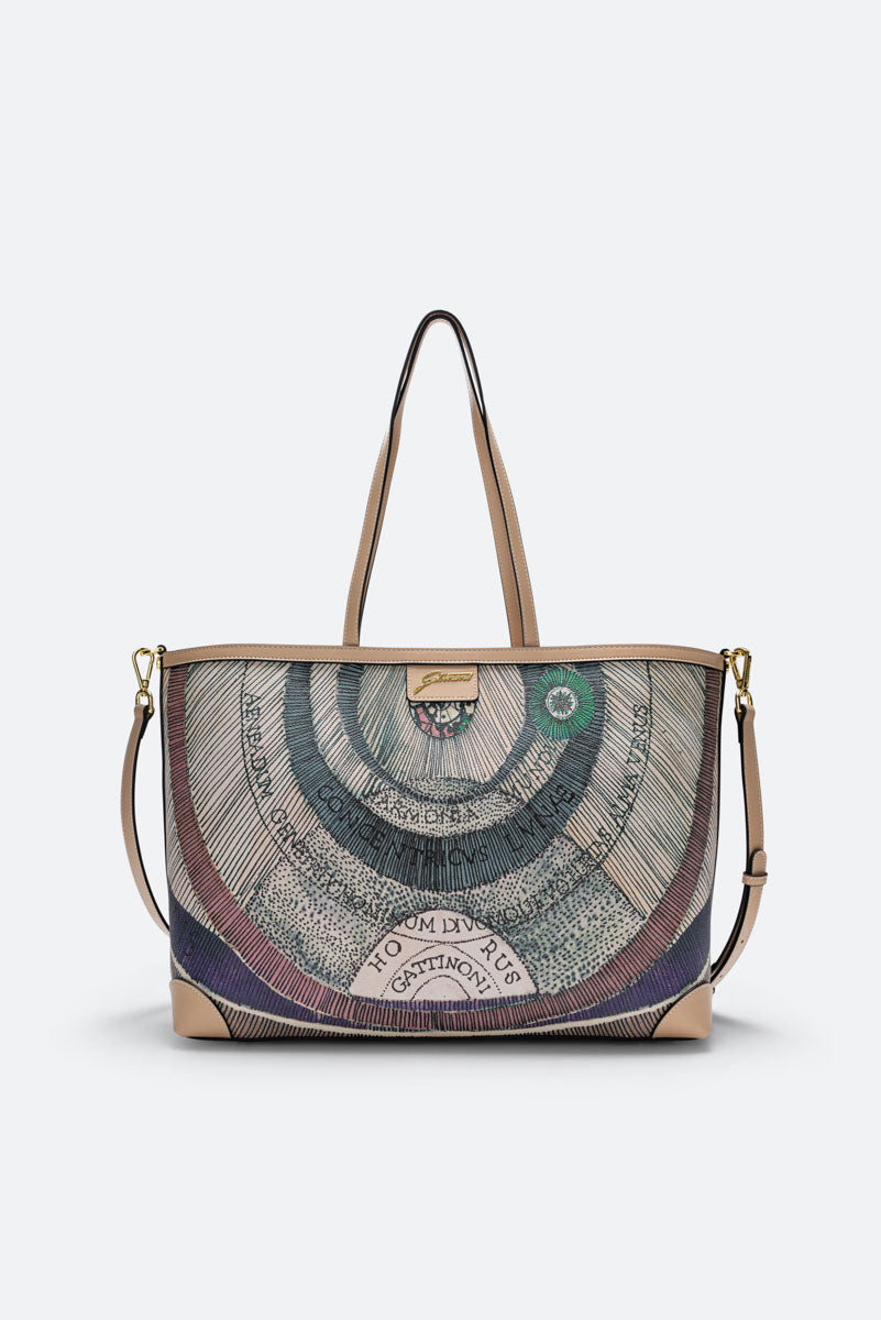 Planetarium L. Shopping PVC Planetarium/Leather Watercolor/Beige