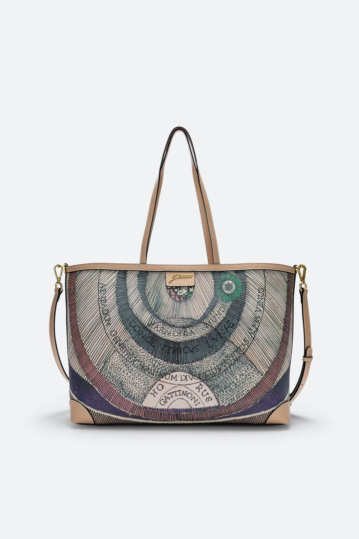 Planetarium L. Shopping PVC Planetarium/Leather Watercolor/Beige