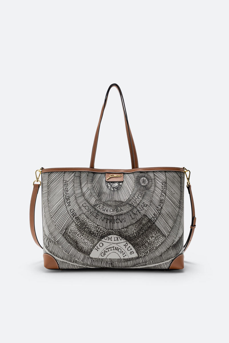 Planetarium L. Shopping PVC Planetarium/Leather Ink Sepia/Lt Tan