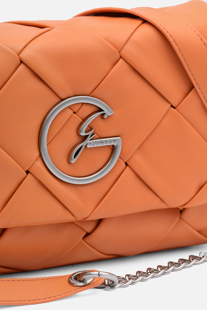 Crossbody Couture con flap arancione