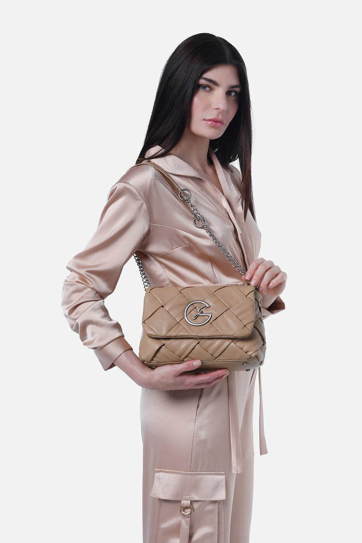 Crossbody Couture con flap beige