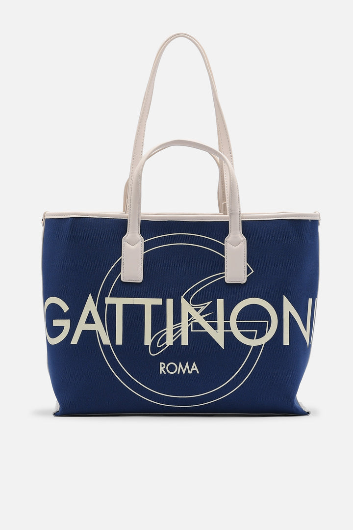 Shopping Bag I Am Logo large in cotone blu