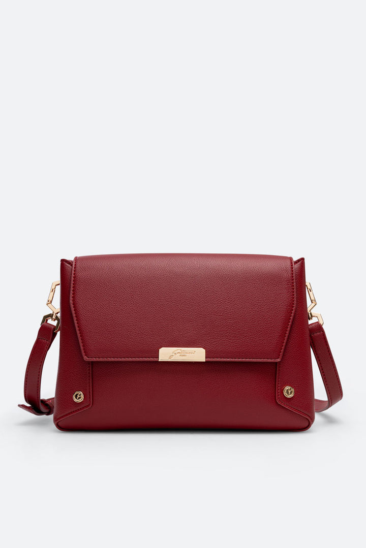 Roomy Flap Bag/Messenger PU Dark Red