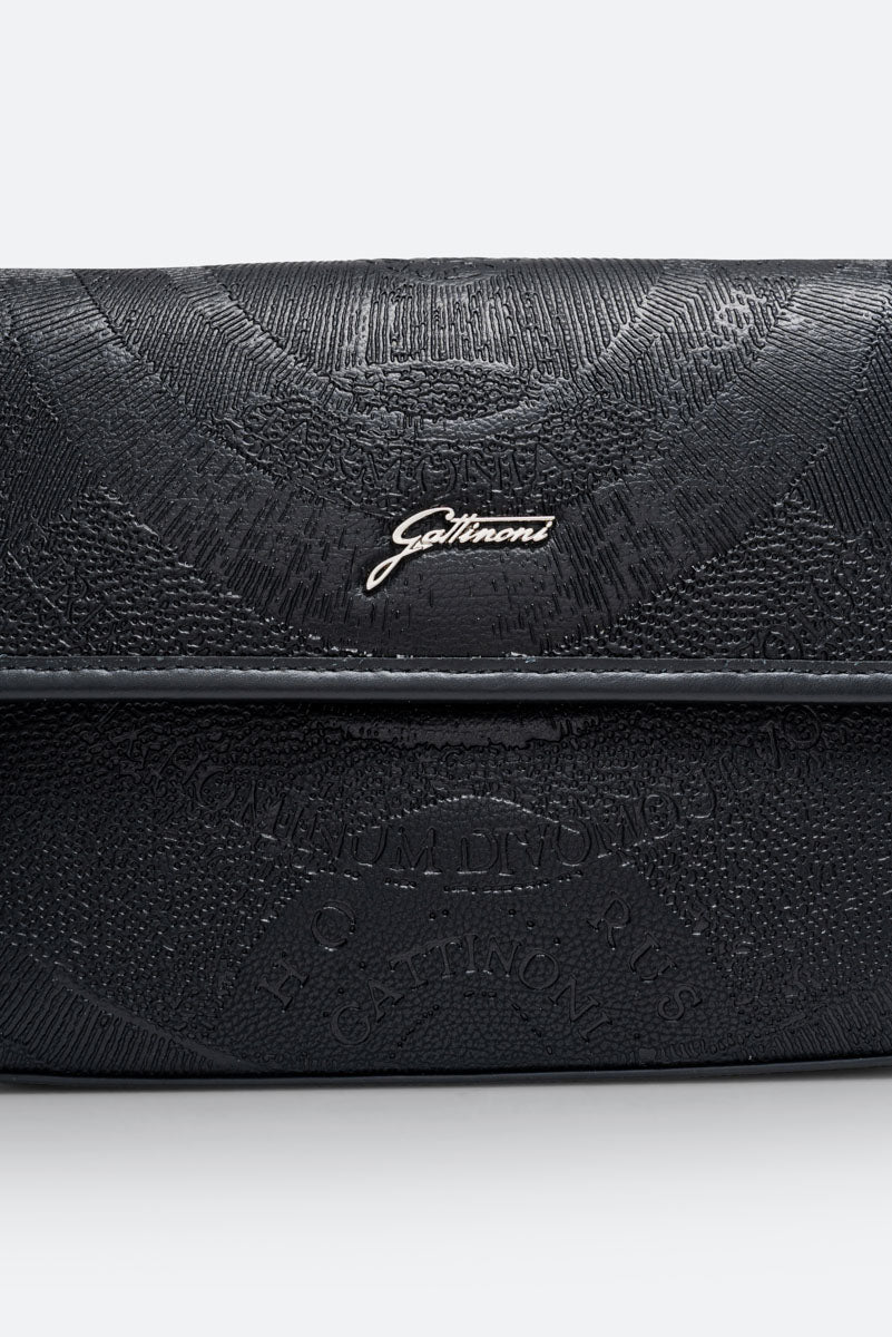 Borsa con patta Planetarium Engrave Nero