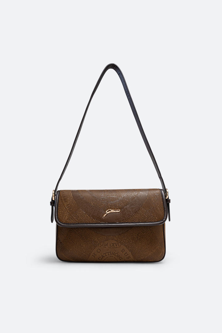 Borsa con patta Planetarium Engrave Marrone