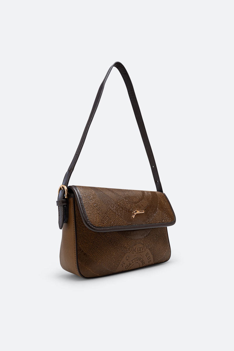 Borsa con patta Planetarium Engrave Marrone