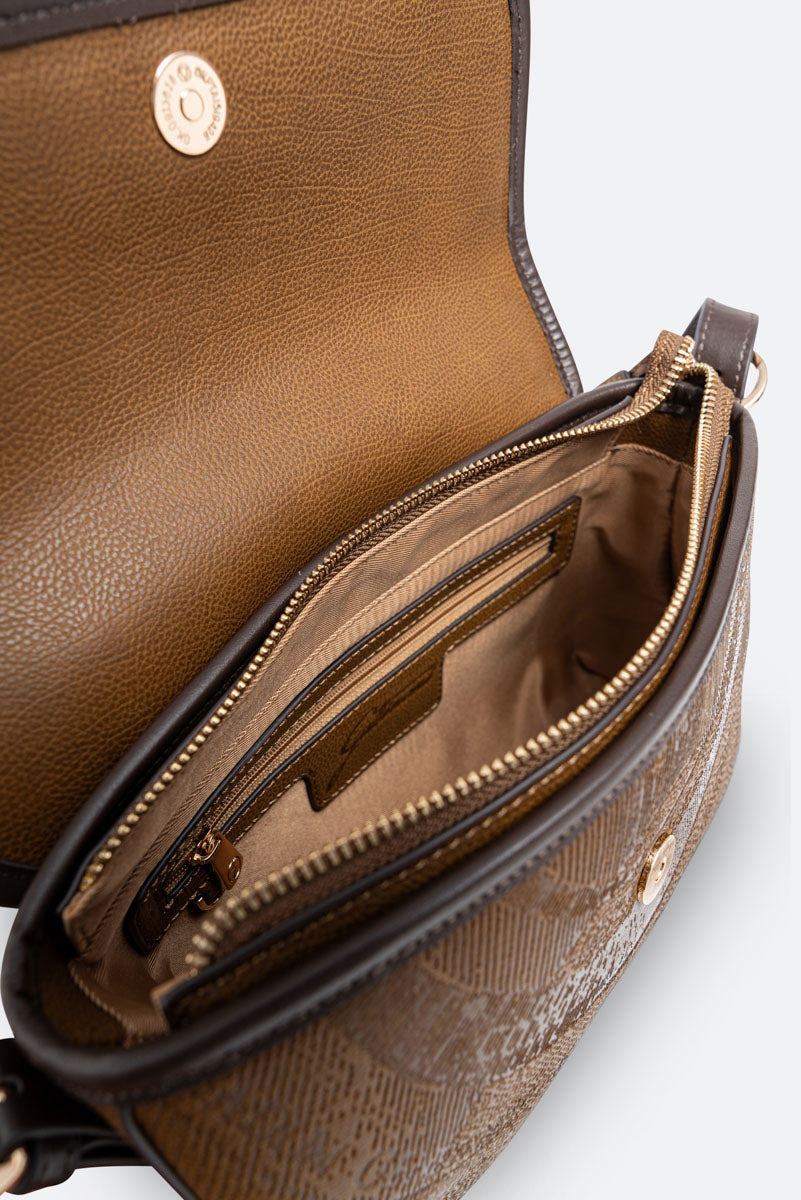 Borsa con patta Planetarium Engrave Marrone