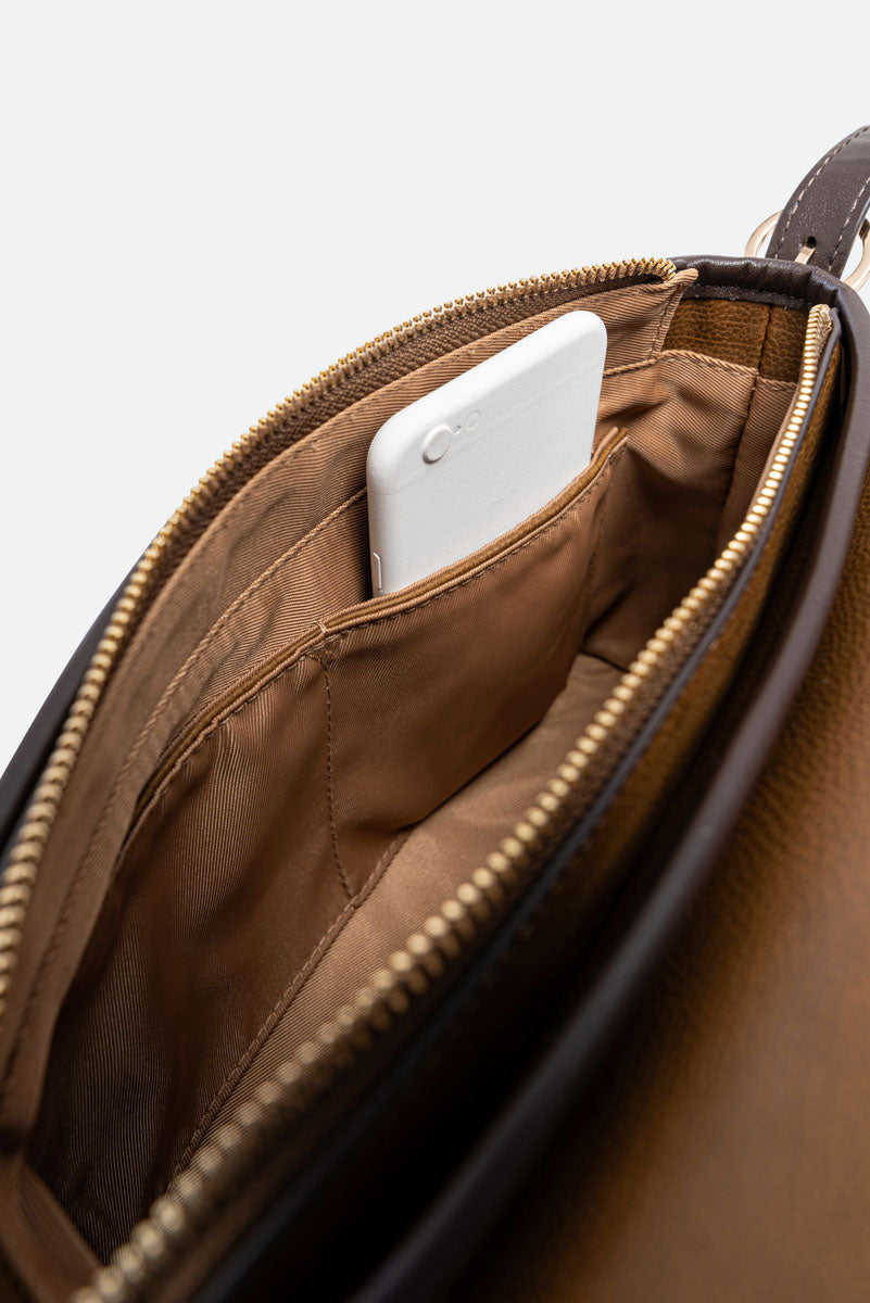 Borsa con patta Planetarium Engrave Marrone