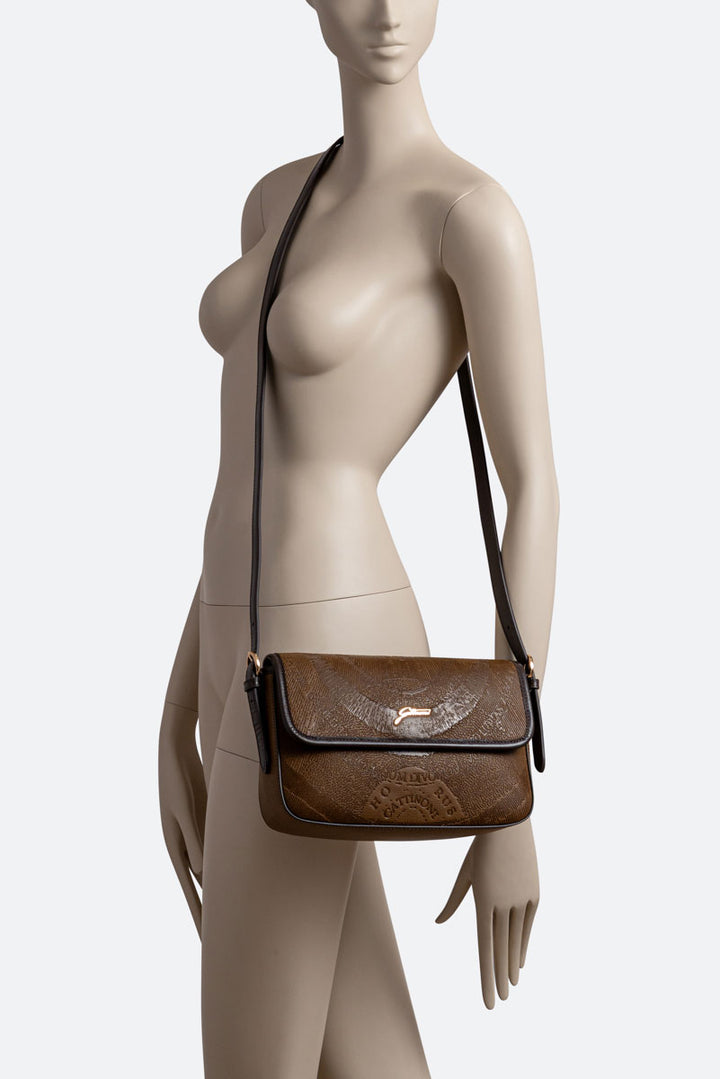 Borsa con patta Planetarium Engrave Marrone