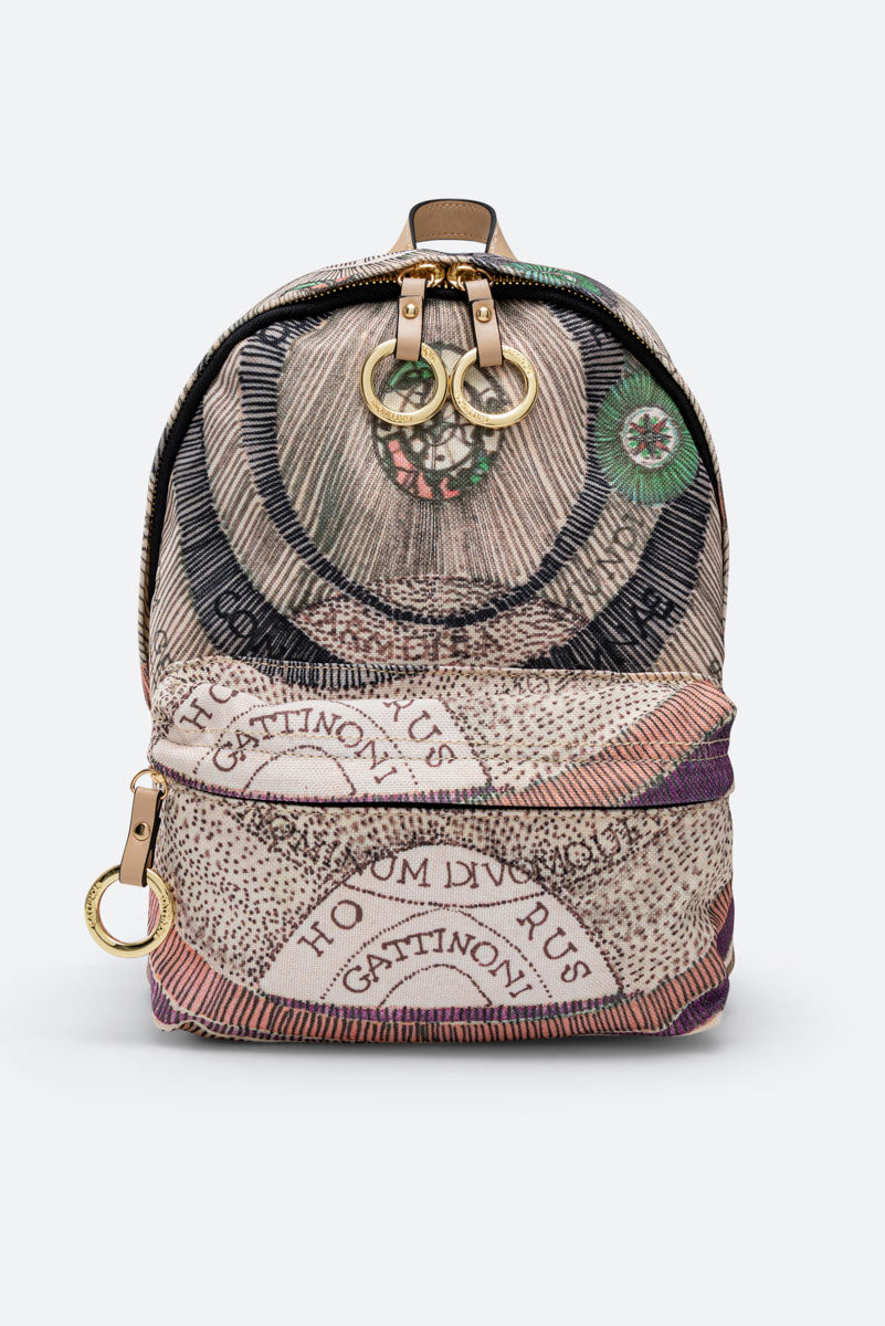 Maya Backpack Nylon/Leather Watercolor/Beige_Gattinoni
