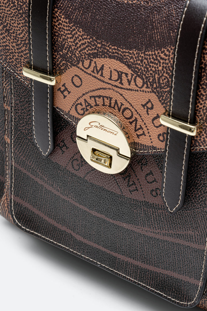 Zaino con Flap Planetarium Bicolor brown con Finitura in Pelle colore Nero