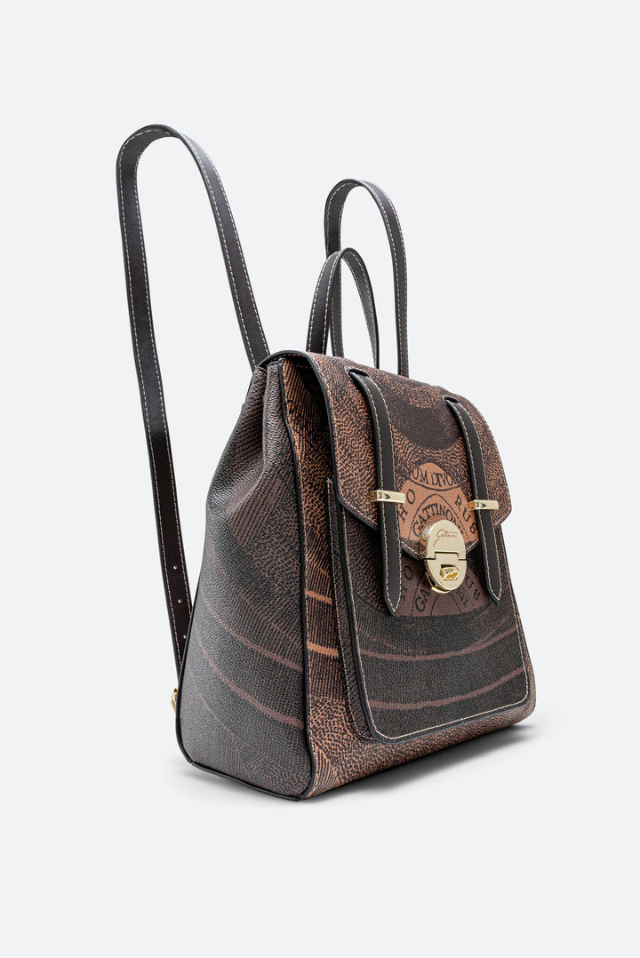 Zaino con Flap Planetarium Bicolor brown con Finitura in Pelle colore Nero