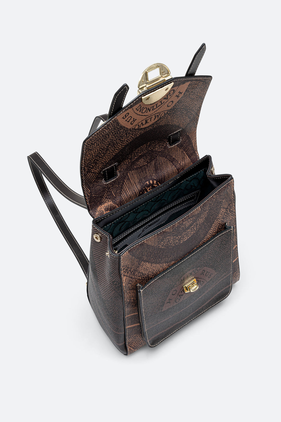 Zaino con Flap Planetarium Bicolor brown con Finitura in Pelle colore Nero