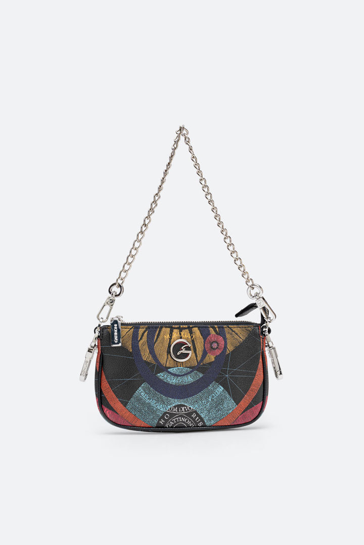 Borsa a spalla reversibile piccola Planetarium Black Nero