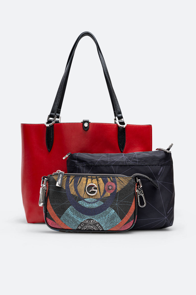 Borsa a spalla reversibile piccola Planetarium Black Rosso