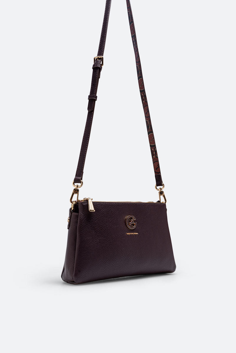 Borsa a tracolla media DENISE in pelle sintetica Burgundy