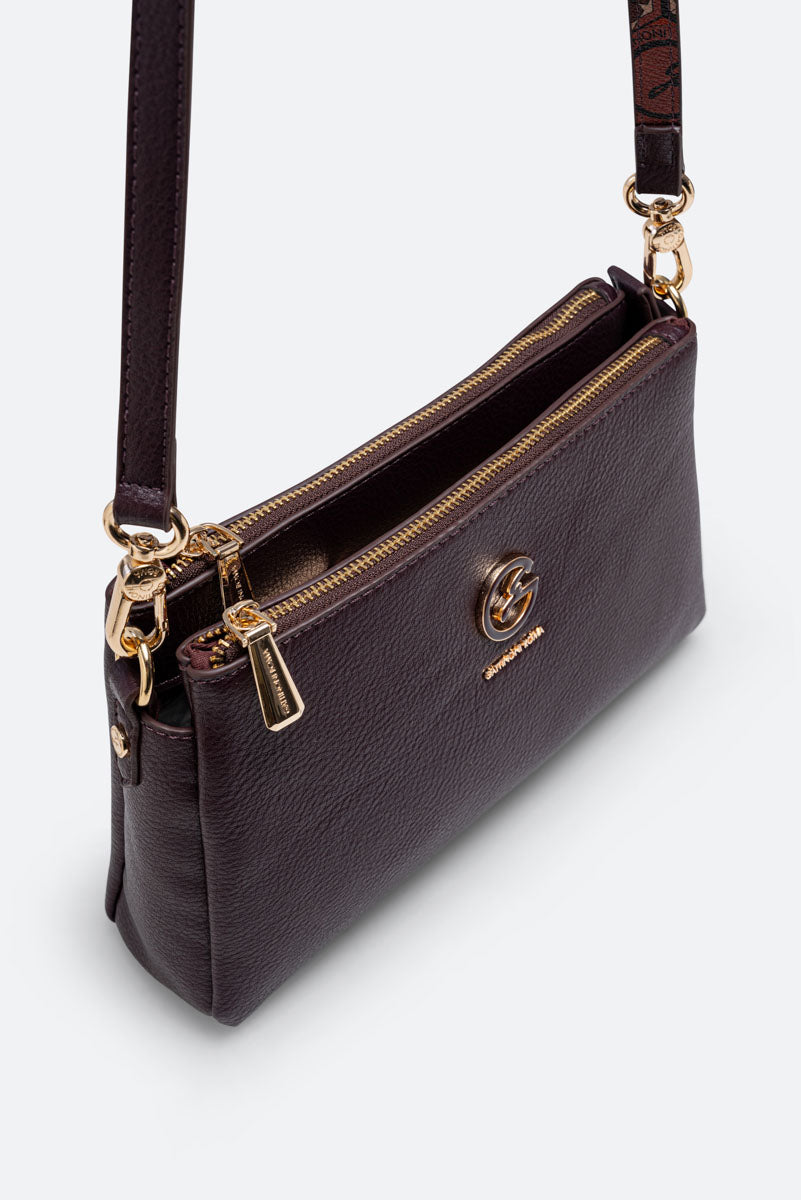 Borsa a tracolla media DENISE in pelle sintetica Burgundy