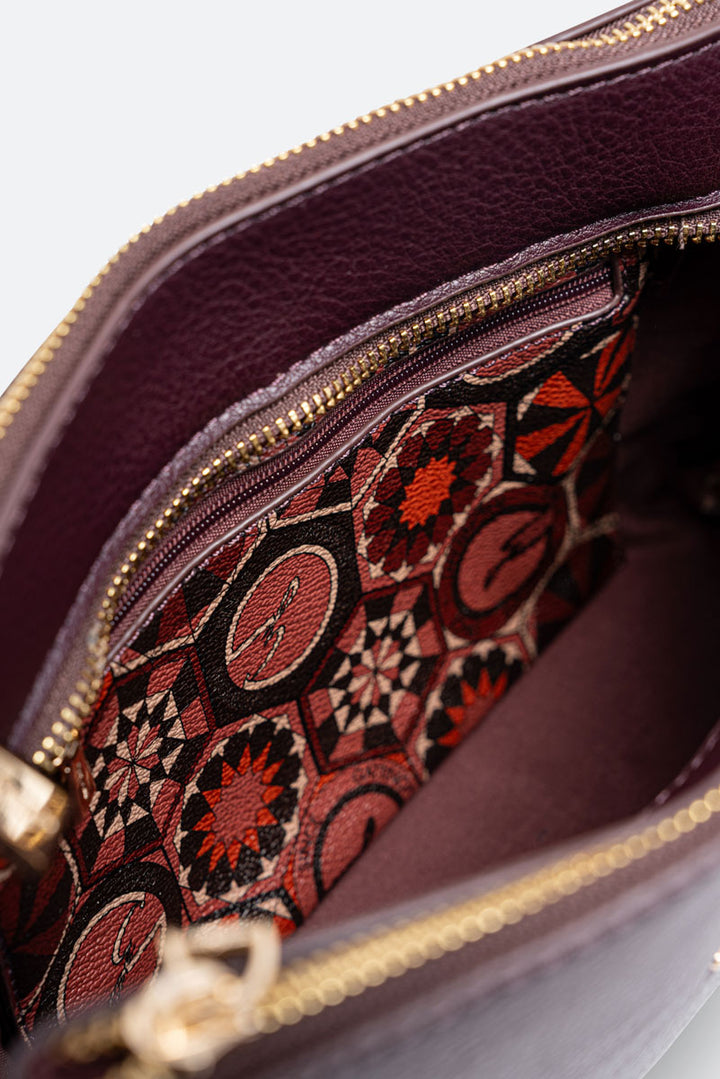 Borsa a tracolla media DENISE in pelle sintetica Burgundy