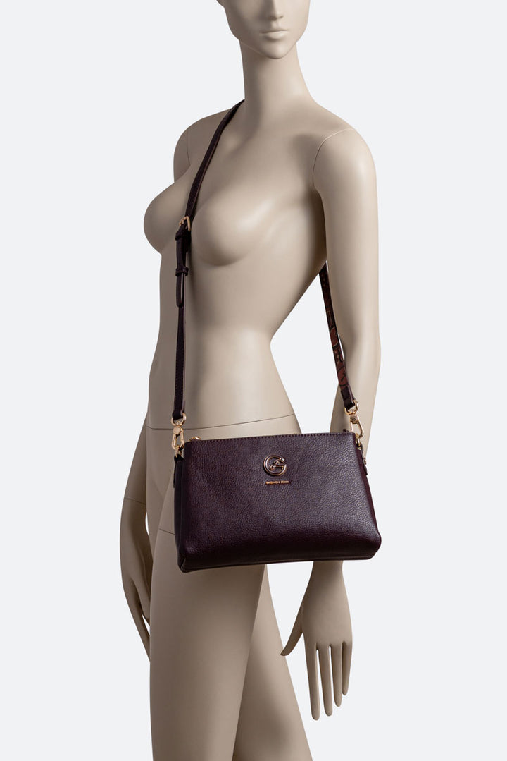 Borsa a tracolla media DENISE in pelle sintetica Burgundy