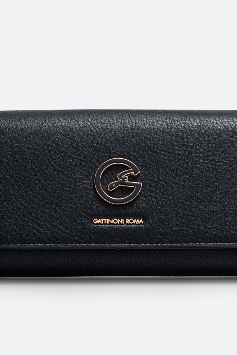 Portafoglio grande Denise in pelle sintetica Nero