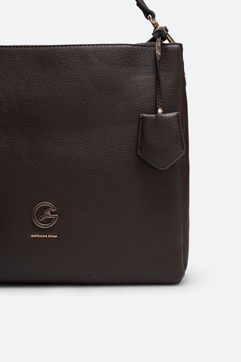 Hobo Grande Denise in pelle sintetica Cioccolata