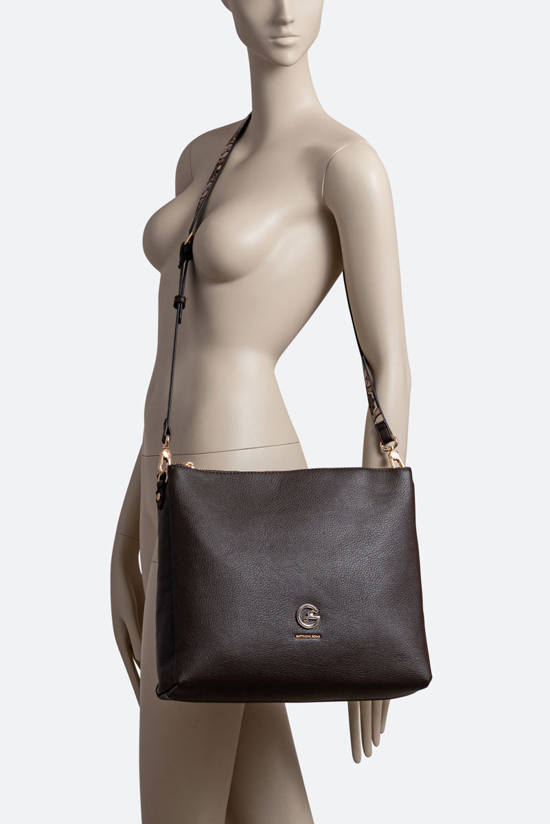 Hobo Grande Denise in pelle sintetica Cioccolata