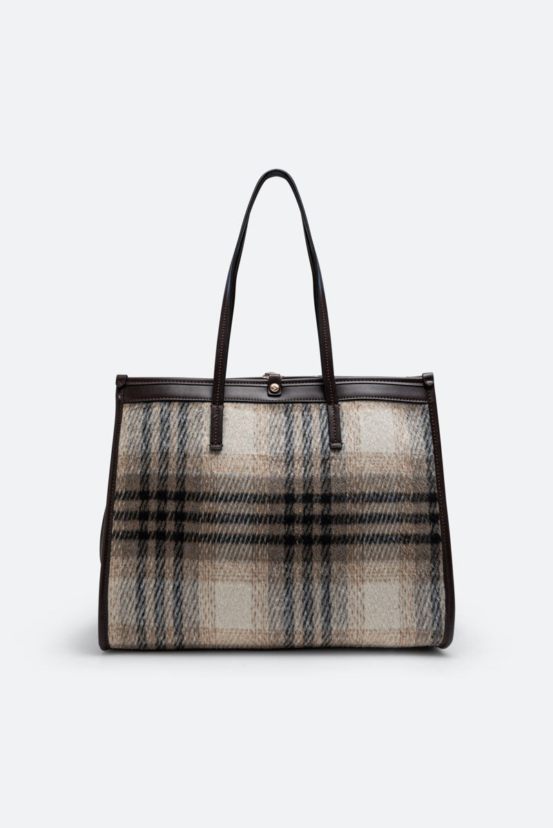 Tote Bag Fernanda Tartan Beige