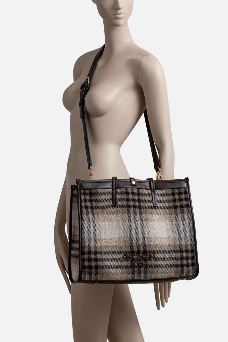 Tote Bag Fernanda Tartan Beige