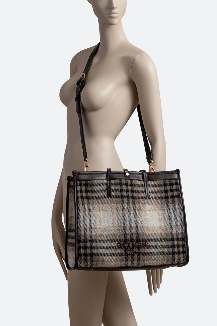 Tote Bag Fernanda Tartan Beige