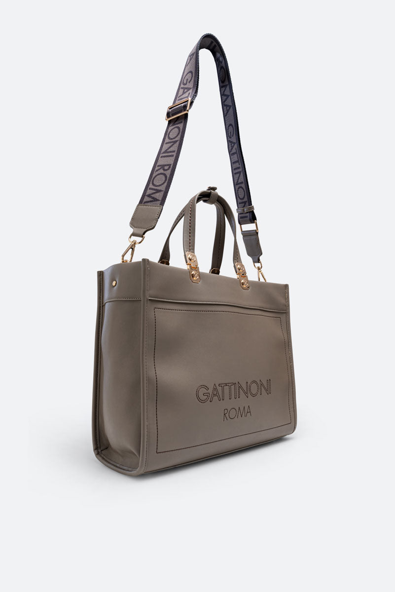 Shopping grande in pelle sintetica AMELIA Taupe